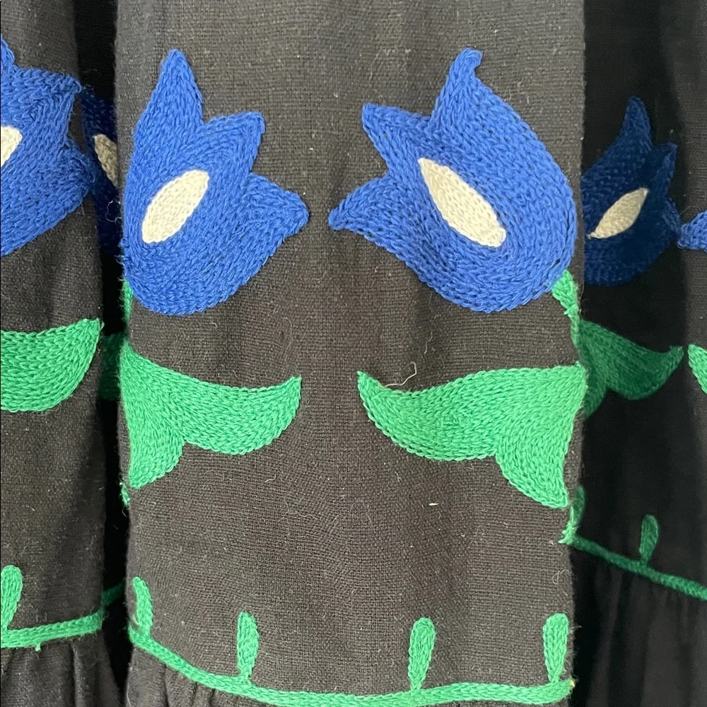 Roller Rabbit Black Maxi Dress with Blue and Green Accents - Picture 3 of 4